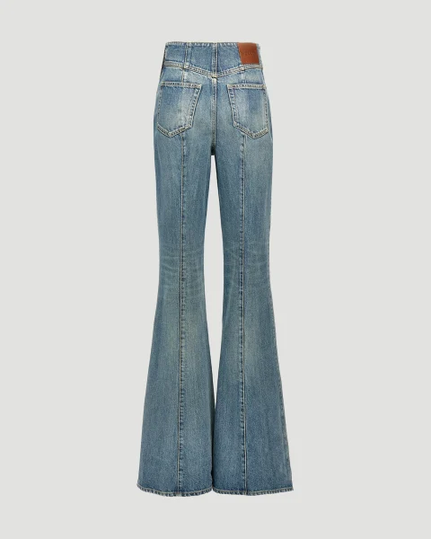 Fold Over Waist Jeans in Stone Washed — снимка 2