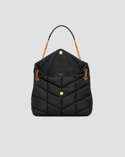 Puffer Medium in Black Lambskin with Bronze-Tone Hardware — снимка 6