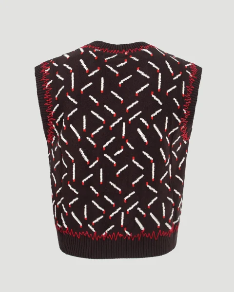 Cotton Jacquard Matches Gilet — снимка 3