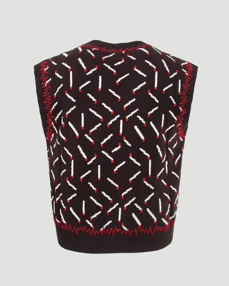 Cotton Jacquard Matches Gilet — снимка 3