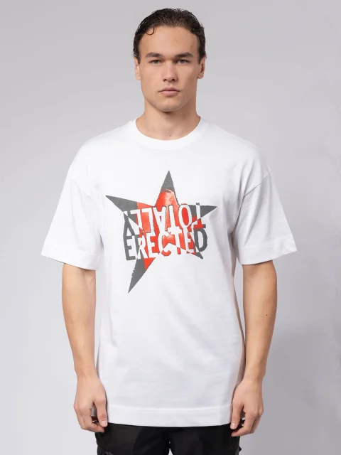 Бяла овърсайз тениска RED STAR M