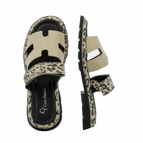 Дамски Равни Чехли CARLO FABIANI – 050-10961 BEIGE/LEOPARD — снимка 5