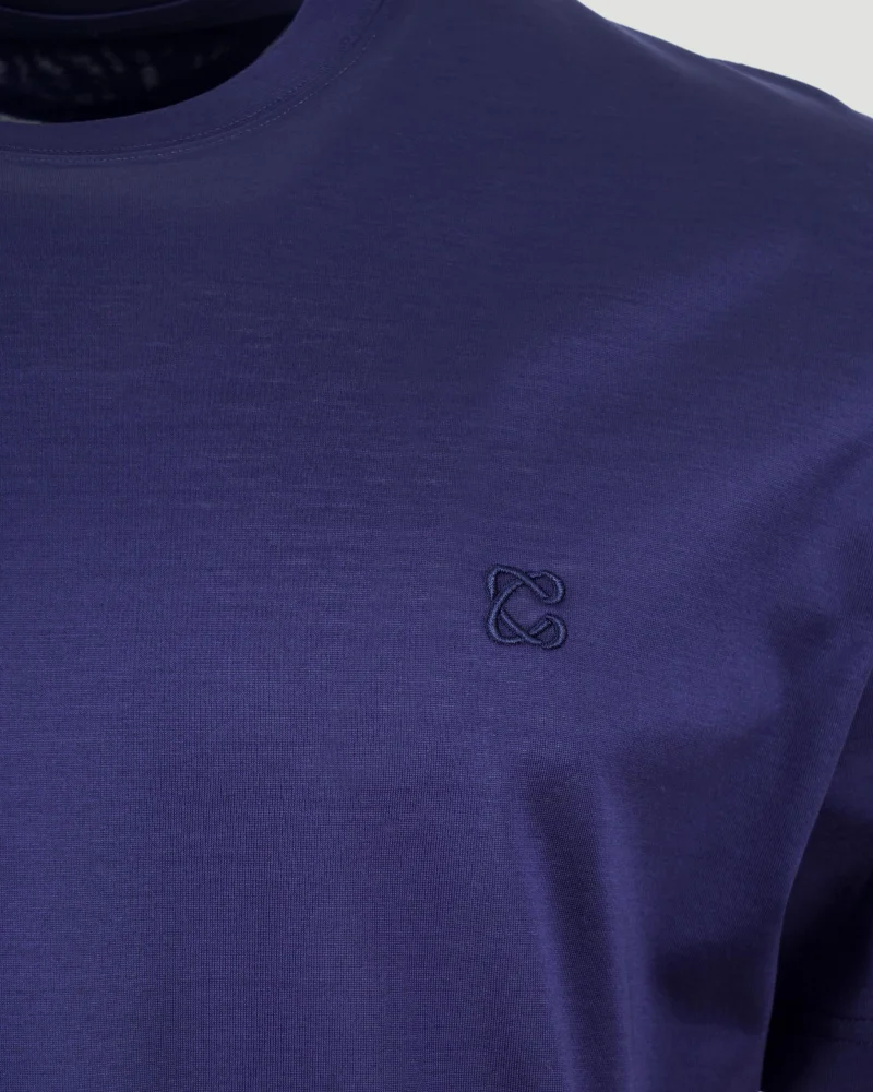 Cotton T-Shirt in Dark Blue — снимка 4