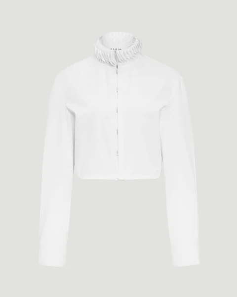 Cotton Poplin Cropped Blouse