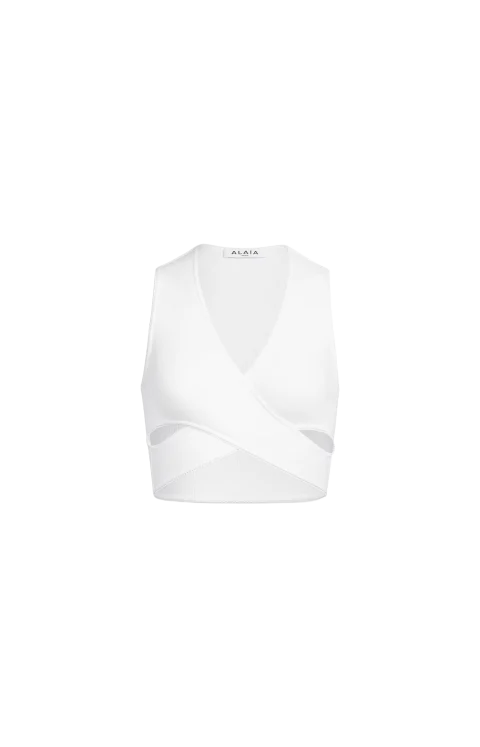 Ribbed Jersey Wrapped Top