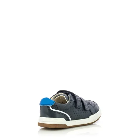 Сникърс Момчета CLARKS – 261589887040 Fawn Solo T Navy Leather — снимка 3
