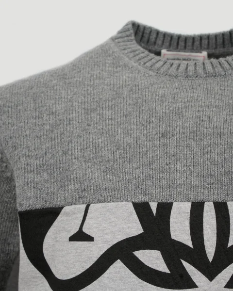 Bi-Material Sweater in Grey — снимка 4