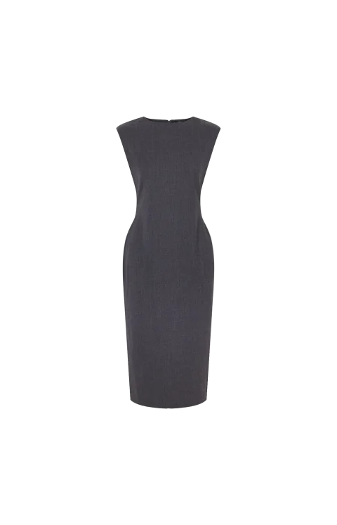 The Alba Midi Dress in Dark Grey