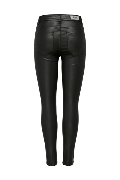Панталони Onlhush Life Mid Sk Coated Pnt Noos 15182330 C-N10 Black — снимка 2