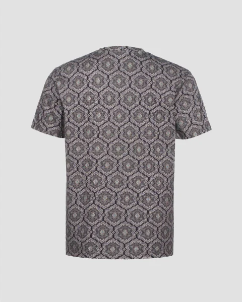 Printed Cotton T-Shirt in Blue — снимка 2