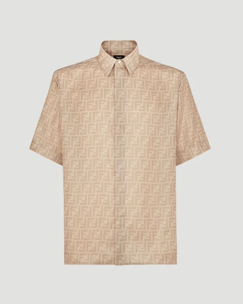 Regular Fit Beige FF Silk Shirt