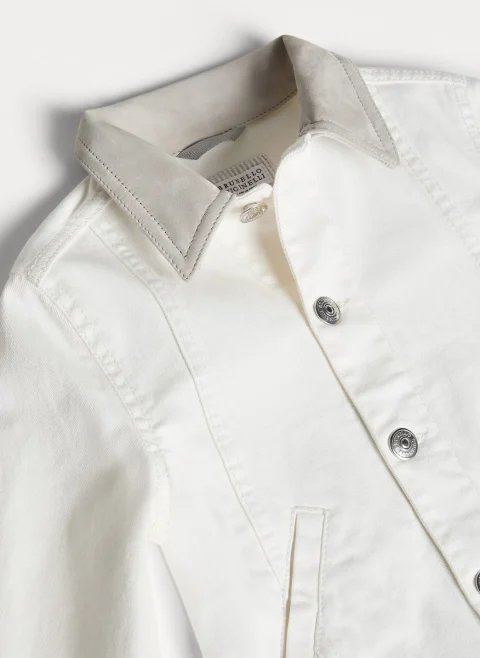 Яке от деним с велурени детайли Brunello Cucinelli Kids 8-10 — снимка 3