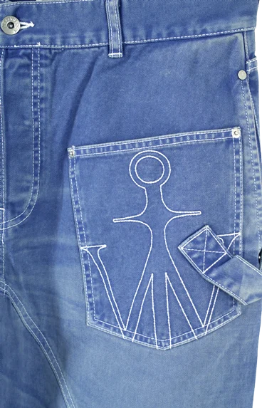 Relaxed Fit Twisted Workwear Denim Jeans in French Blue — снимка 2