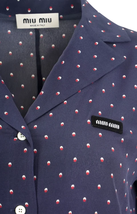 Silk Polka Dot Shirt in Blue — снимка 2