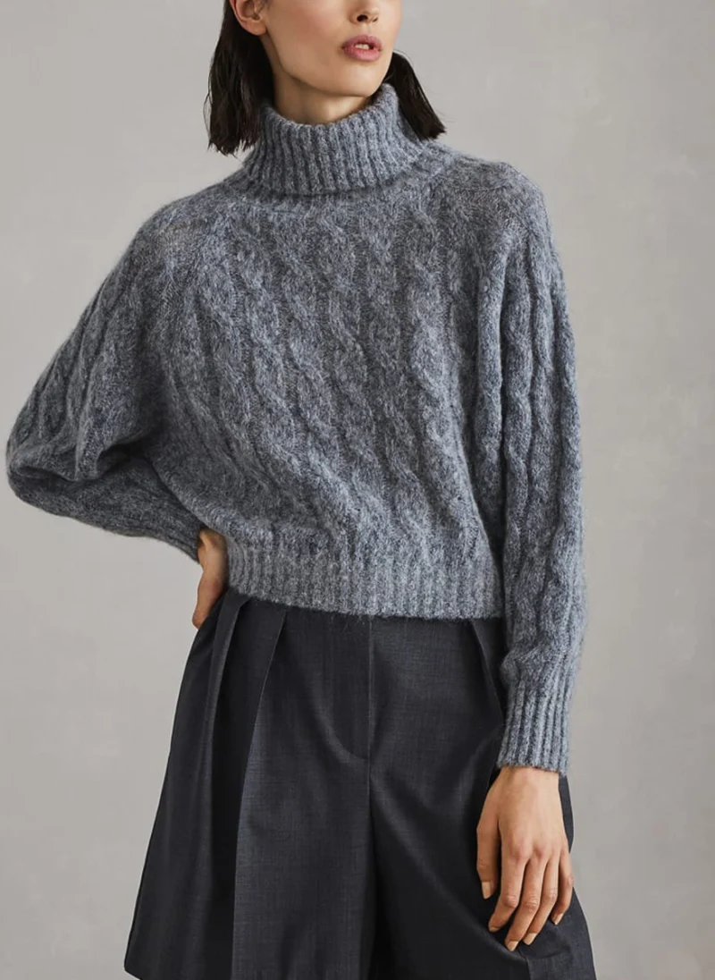 Пуловер с мохер 'Cable knit' Brunello Cucinelli — снимка 2