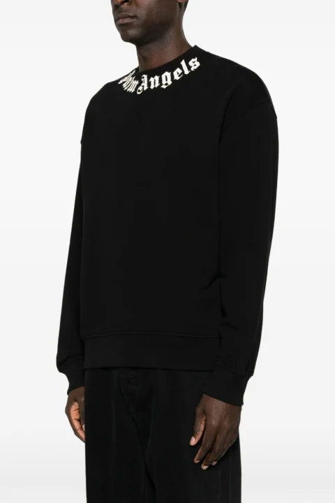 Суичър Neck Logo Regular PAMBA003FL001-1003 black-off white — снимка 2