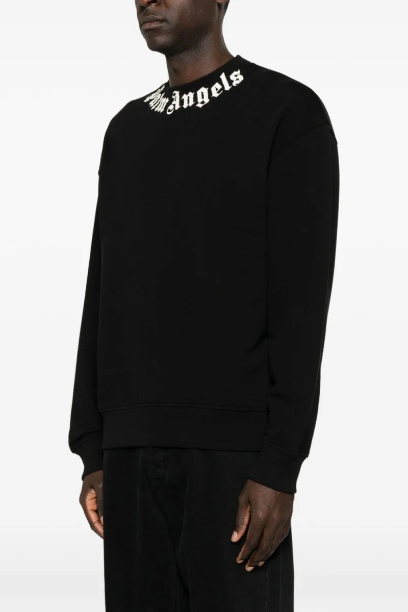 Суичър Neck Logo Regular PAMBA003FL001-1003 black-off white — снимка 2