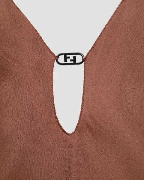 Chiffon Dress in Brown and Black — снимка 5