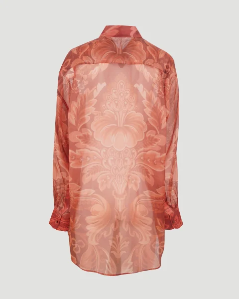 Printed Silk Shirt in Orange — снимка 3