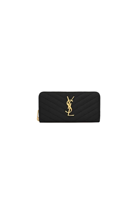 Cassandre Matelasse Zip Around Wallet in Black
