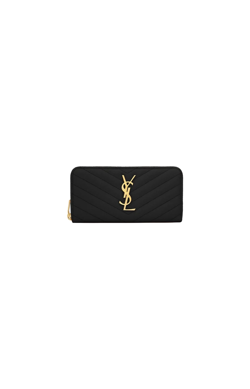 Cassandre Matelasse Zip Around Wallet in Black