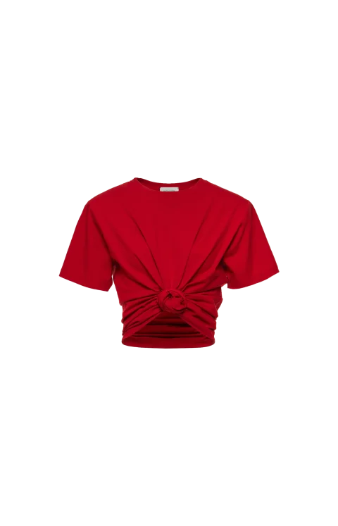Knotted T-Shirt in Red
