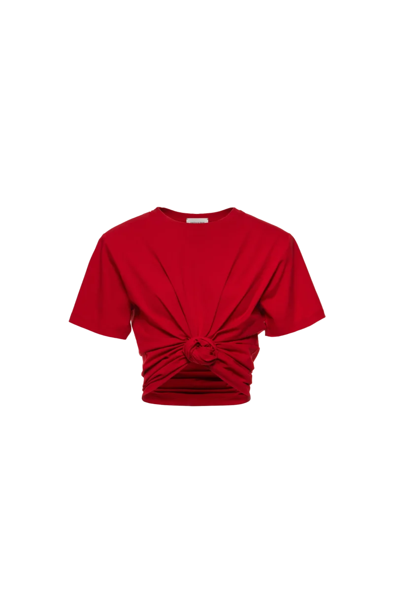 Knotted T-Shirt in Red