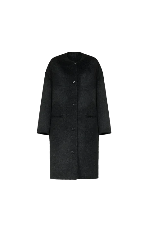 Orson Oval-Shaped Midi Coat in Anthracite