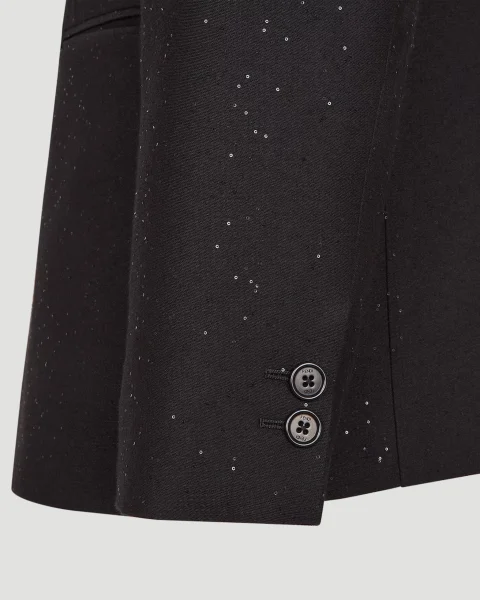 Black Wool and Sequin Blazer — снимка 4