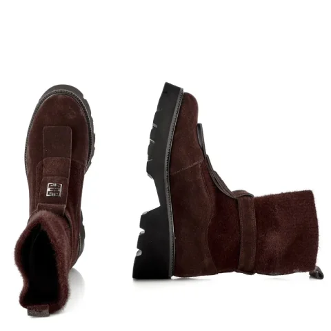 Дамски Равни Боти CARLO FABIANI – 277-24207 BROWN SUEDE — снимка 5
