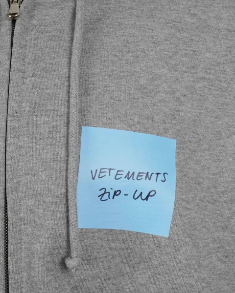 Zip Hoodie with Post-It Note Effect in Grey — снимка 7