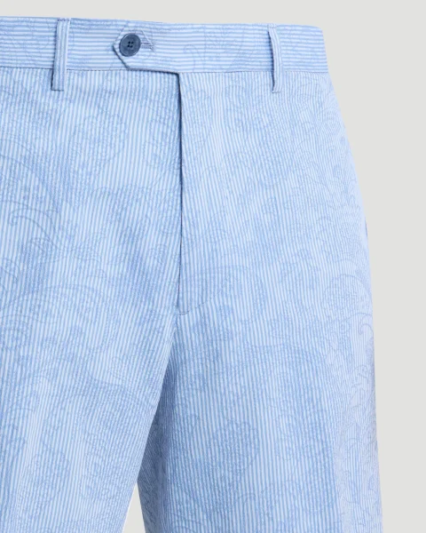 Striped Cotton Jacquard Shorts with Floral Paisley Motif — снимка 2