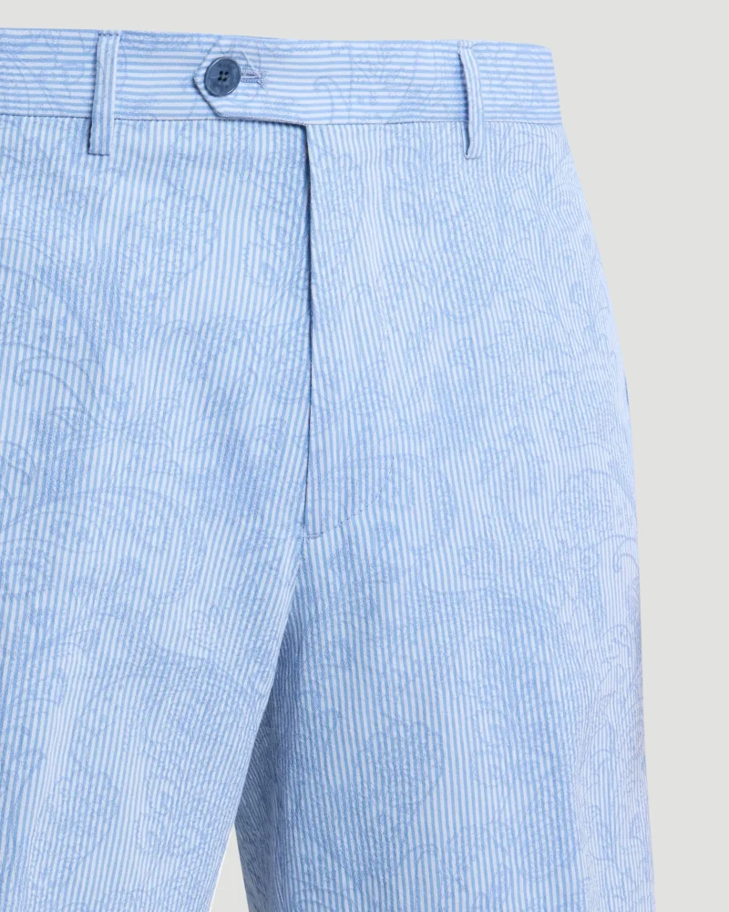 Striped Cotton Jacquard Shorts with Floral Paisley Motif — снимка 2