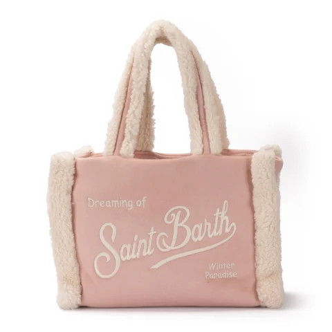 Дамска розова чанта Colette Shearling SAINT BARTH