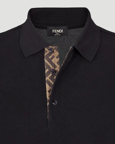 Piqué Polo Shirt in Black — снимка 2