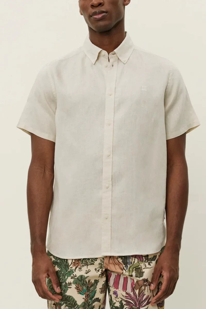 Риза Konrad Linen Ss 1000055 215-ivory — снимка 2
