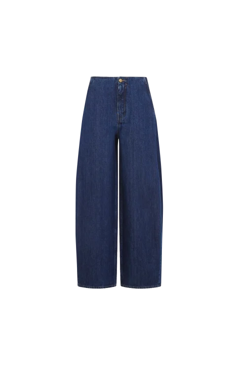 Navy Blue Wide-Leg Jeans