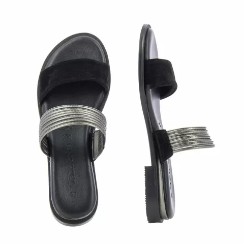 Дамски Равни Чехли TAMARIS – 1-1-27111-20 094 BLACK/PEWTER — снимка 5