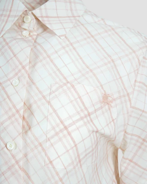 Cropped Check Cotton Shirt in Dusky Rose — снимка 2