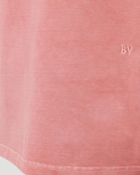 Washed Out Jersey Polo Shirt in Pink Lemonade — снимка 3