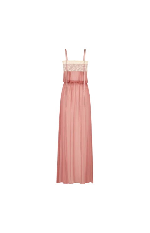 Laced Dress in Silk Crepe Muslin — снимка 3