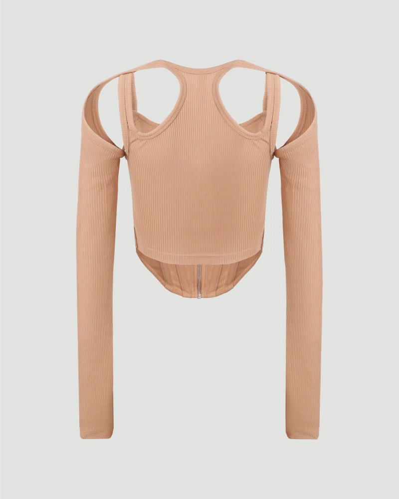 Shift Loop Corset Top in Camel — снимка 2
