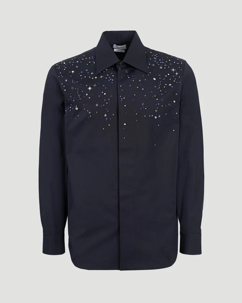 Constellation Embroidery Shirt in Midnight Blue
