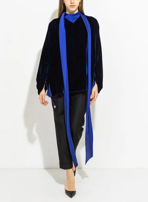 Блуза от кадифе и макси панделка Lanvin