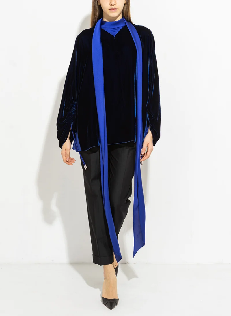 Блуза от кадифе и макси панделка Lanvin