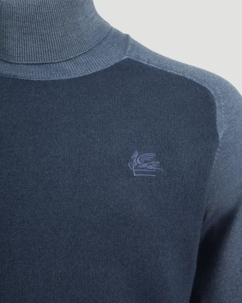Blue Turtleneck with Logo — снимка 3