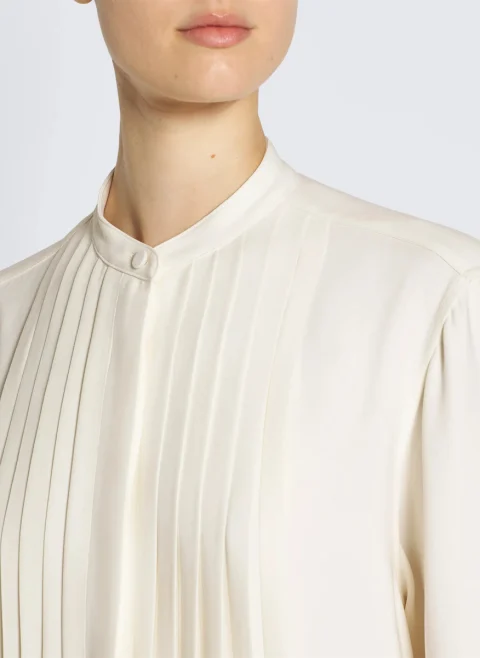 Копринена риза с плисиран мотив Brioni — снимка 2