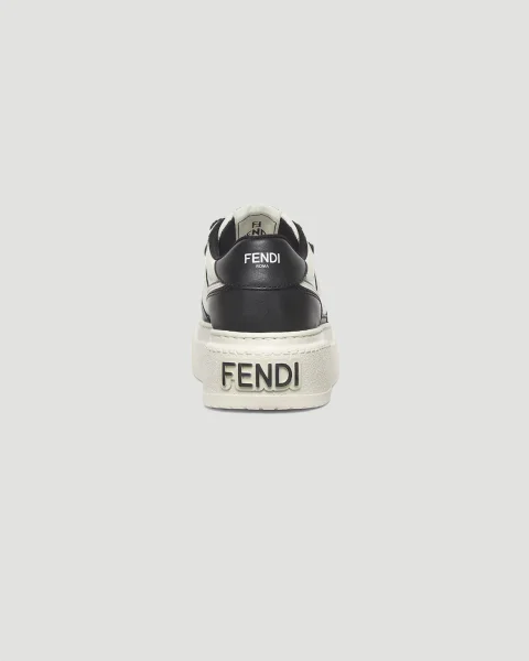 Fendi Match Black Leather Platform Low-Tops — снимка 3
