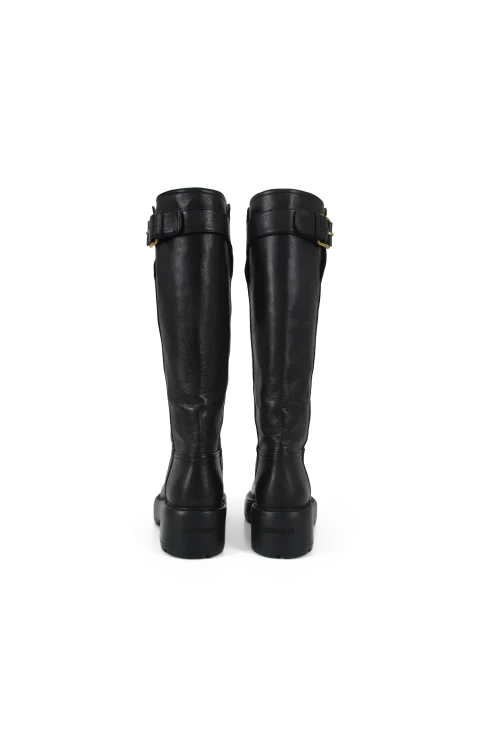 Leather Knee-High Lug-Sole Boots — снимка 3