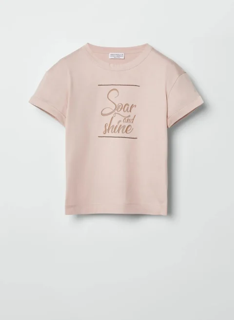 Тишърт с принт 'Soar and Shine' Brunello Cucinelli Kids — снимка 4